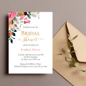 水カラフル色フローラ金ゴールドブライダルシャワー 招待状