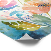 水カラフル色フローラ ポスター (角)