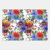 水カラフル色フローラ ラッピングペーパーシート (正面3)