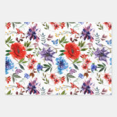 水カラフル色フローラ ラッピングペーパーシート (正面2)