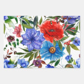 水カラフル色フローラ ラッピングペーパーシート (正面)