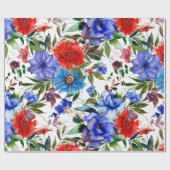 水カラフル色フローラ ラッピングペーパー (フラット)