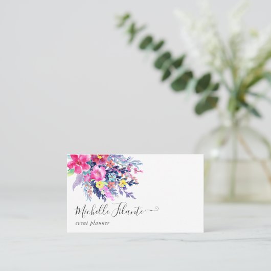水カラフル色フローラ 名刺 (スタンド正面)