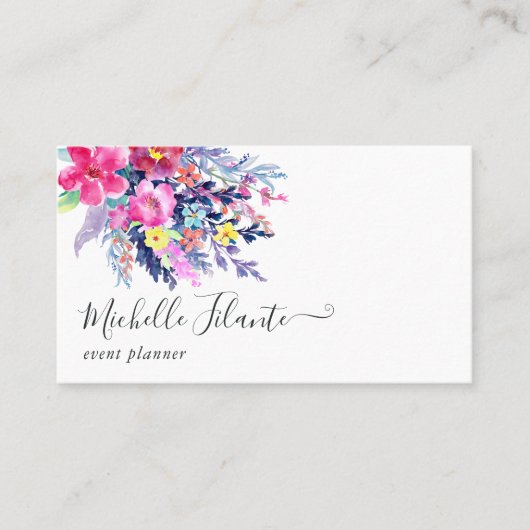 水カラフル色フローラ 名刺 (正面)
