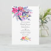 水カラフル色フローラQRコードRSVP結婚 招待状 (スタンド正面)