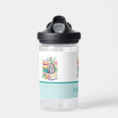 水カラフル色ブックバックパック&花 ウォーターボトル (正面)