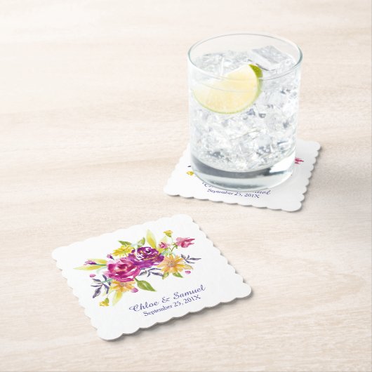 水カラフル色ブーケ結婚ーズ ペーパーコースター (インサイチュ)