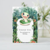水カラフル色ヘビ誕生日 サンキューカード (スタンド正面)