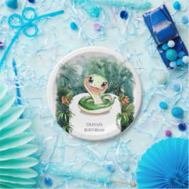 水カラフル色ヘビ誕生日 ペーパープレート