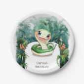 水カラフル色ヘビ誕生日 ペーパープレート (正面)