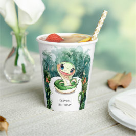 水カラフル色ヘビ誕生日 紙コップ