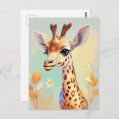 水カラフル色ベビーキリン ポストカード (正面/裏面)