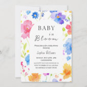水カラフル色ベビーシャワー – ベビーイン開花 招待状 (正面)