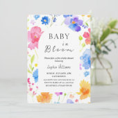 水カラフル色ベビーシャワー – ベビーイン開花 招待状 (スタンド正面)