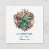 水カラフル色ペンタグラムのステンドグラス スクエア名刺 (裏面)