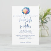 水カラフル色ホタテ結婚貝 招待状 (スタンド正面)