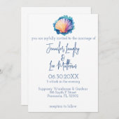 水カラフル色ホタテ結婚貝 招待状 (正面/裏面)