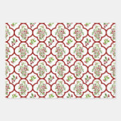 水カラフル色ホリーとクローバー ラッピングペーパーシート (正面3)