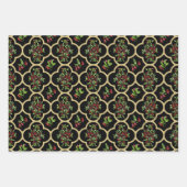 水カラフル色ホリーとクローバー ラッピングペーパーシート (正面)