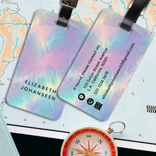 水カラフル色ホログラフィフェイクック玉石 ラゲッジタグ