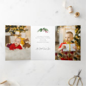 水カラフル色ポインセチア、松&アーチ写真 三つ折りカード (内部)