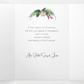 水カラフル色ポインセチア、松&アーチ写真 三つ折りカード (内部中)