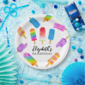 水カラフル色ポプシクル誕生日紙プレート ペーパープレート (パーティー)