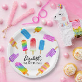 水カラフル色ポプシクル誕生日紙プレート ペーパープレート (パーティー)