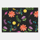水カラフル色メキシカンフィエスタ花 ラッピングペーパーシート (正面)
