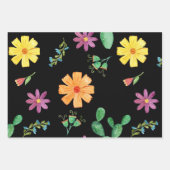 水カラフル色メキシカンフィエスタ花 ラッピングペーパーシート (正面3)