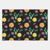 水カラフル色メキシカンフィエスタ花 ラッピングペーパーシート (正面)
