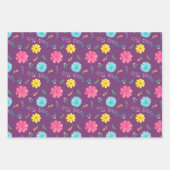 水カラフル色メキシカンフィエスタ花 ラッピングペーパーシート (正面)