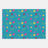 水カラフル色メキシカンフィエスタ花 ラッピングペーパーシート (正面3)