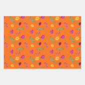 水カラフル色メキシカンフィエスタ花 ラッピングペーパーシート (正面2)