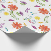 水カラフル色メキシカンフィエスタ花 ラッピングペーパー (角)
