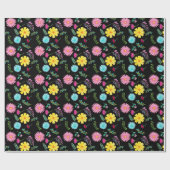 水カラフル色メキシカンフィエスタ花 ラッピングペーパー (フラット)