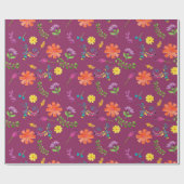 水カラフル色メキシカンフィエスタ花 ラッピングペーパー (フラット)