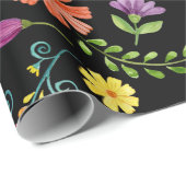 水カラフル色メキシカンフィエスタ花 ラッピングペーパー (ロールコーナー)