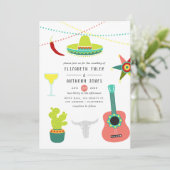 水カラフル色メキシカン結婚フィエスタ 招待状 (スタンド正面)