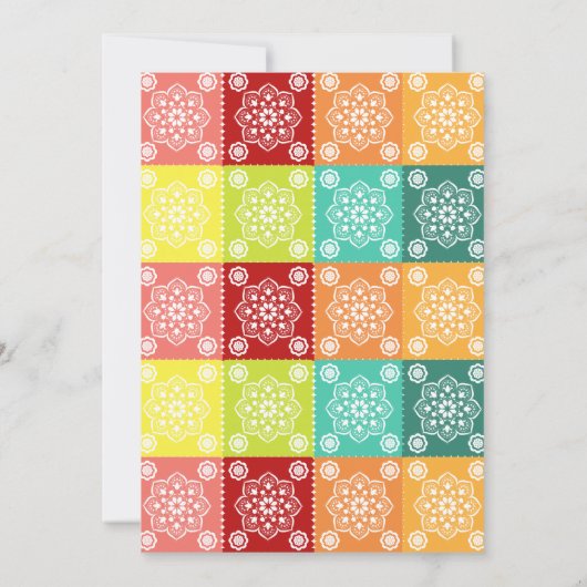 水カラフル色メキシカン結婚フィエスタ 招待状 (裏面)