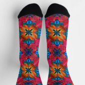 水カラフル色メリークリスマスパターン靴下 ソックス (上部)