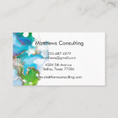 水カラフル色モダン金ゴールド（ばちゃばちゃ）跳ねる 名刺 (裏面)