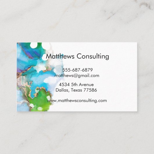 水カラフル色モダン金ゴールド（ばちゃばちゃ）跳ねる 名刺 (裏面)