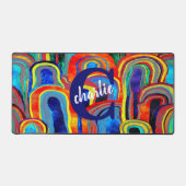 水カラフル色モノグラファンキーム デスクマット (正面)