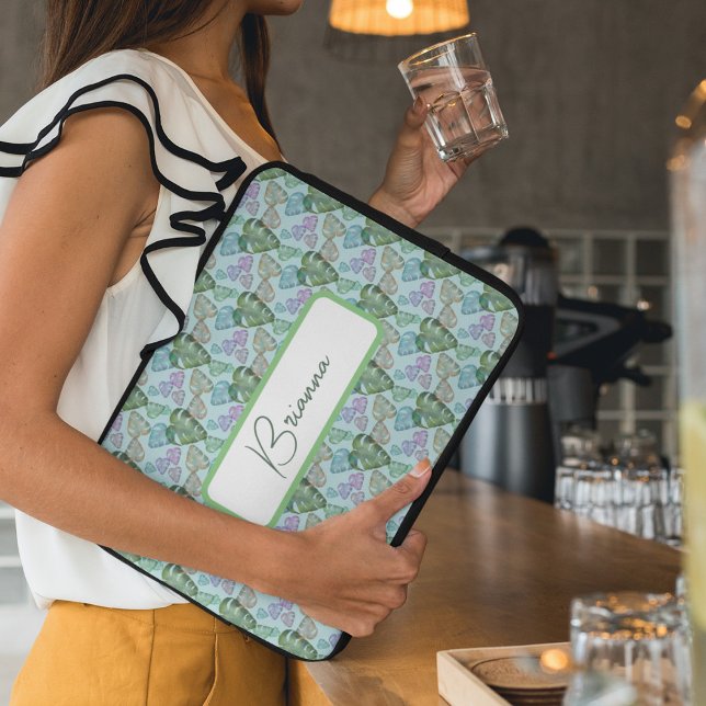 水カラフル色モンステラデリシ葉オーサ ラップトップスリーブ (クリエイターアップロード済み)