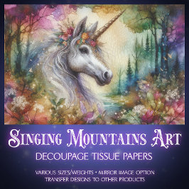 水カラフル色ユニコーンウッドランドデクページ 薄葉紙