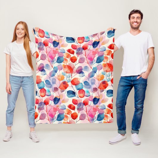 水カラフル色ユーカリ葉製品 フリースブランケット (インサイチュ)