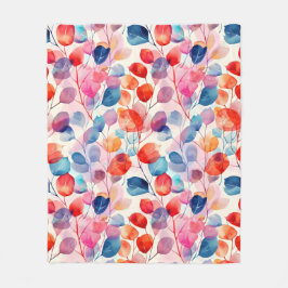 水カラフル色ユーカリ葉製品 フリースブランケット