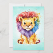 水カラフル色ライオン任意のジェンダーベビーシャワー 招待状 (裏面)