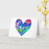 水カラフル色ラブハートバレンタインデー カード (黄色い花)